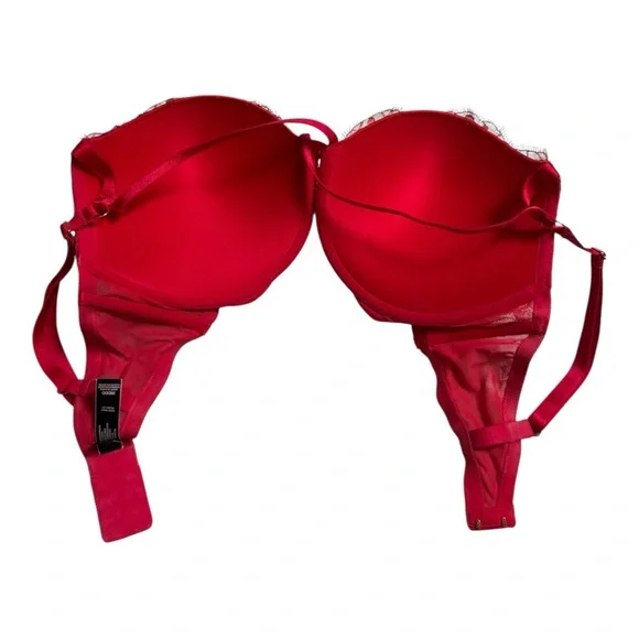 Victoria’s Secret Very Sexy Push-Up Lace Bra Red 36DDD Underwire Plunge Lingerie - Picture 6 of 11